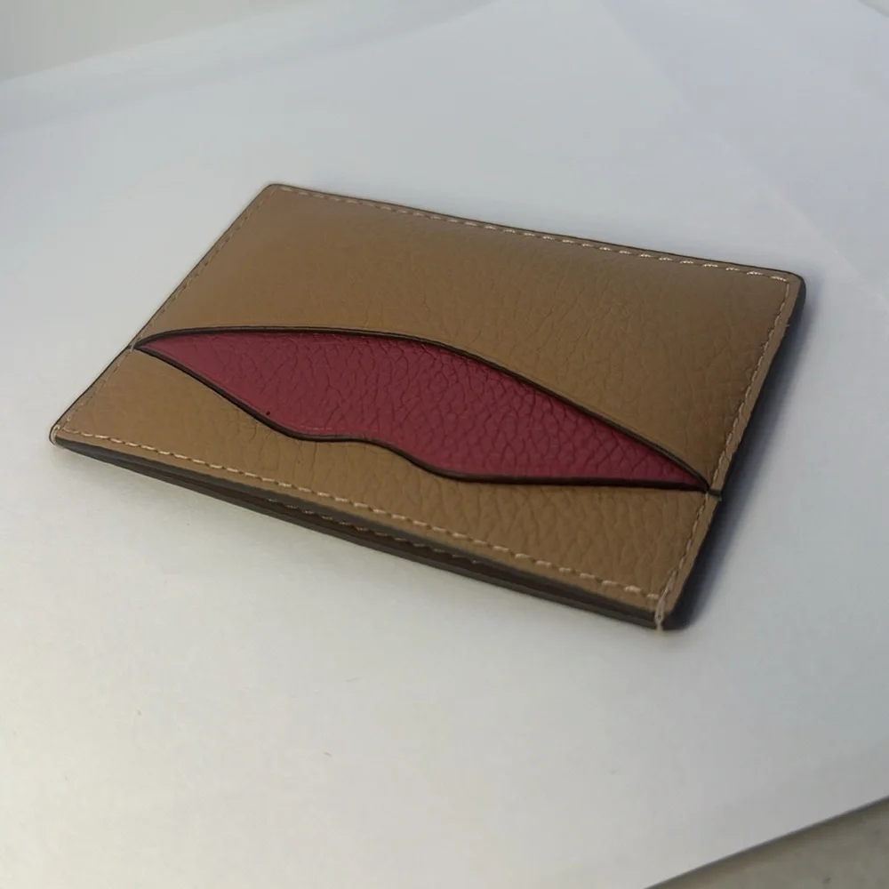 NWT Coach Card Case Wallet Pink Tan Leather Slim ID Holder